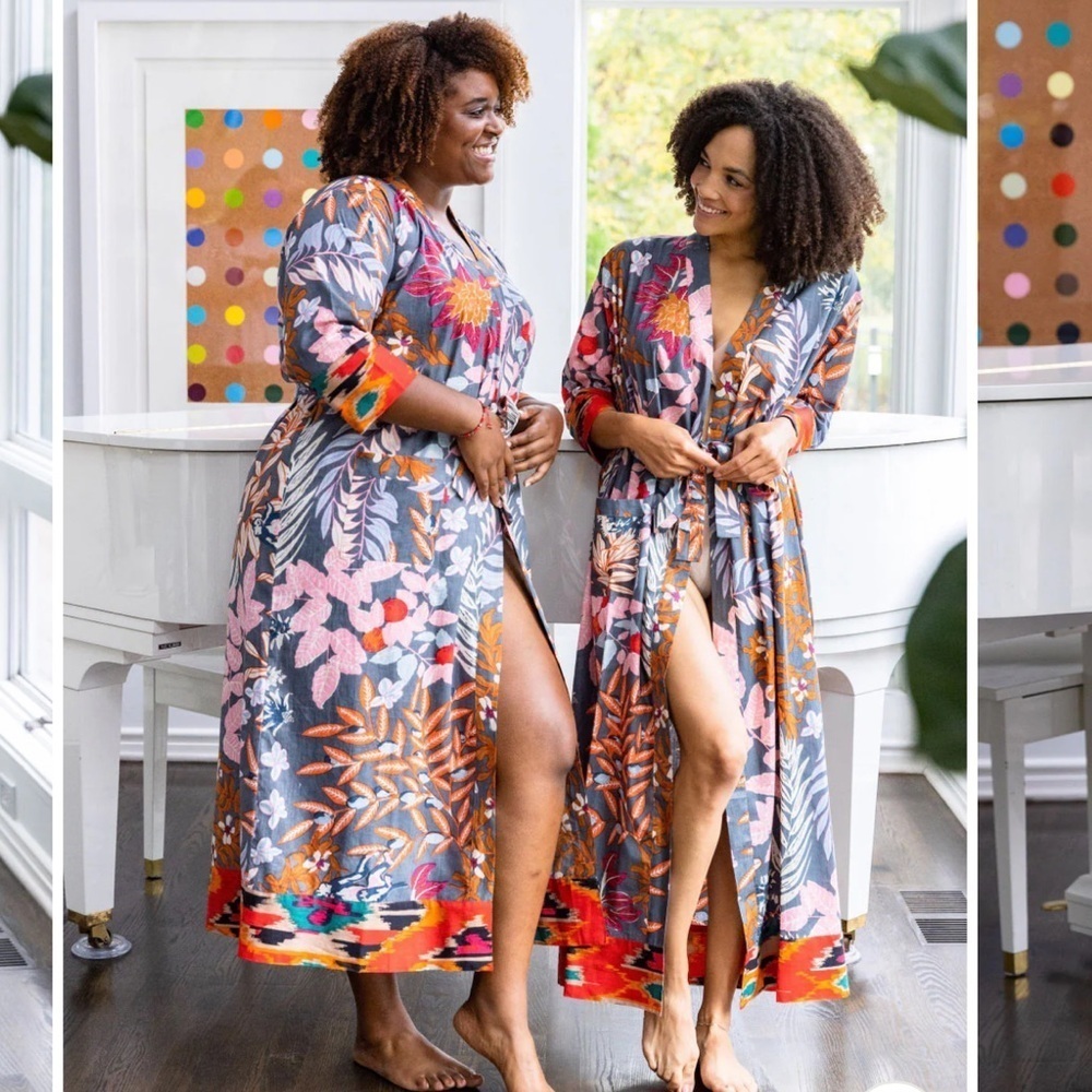 YAKIRA FOR NIGHTROSE MERU’S GARDEN FLORAL TIE WAIST ROBE